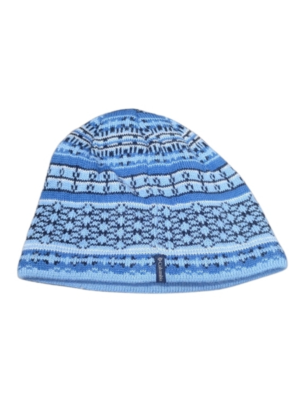 Columbia Unisex Light and Dark Blue Patterned Knit Beanie OS